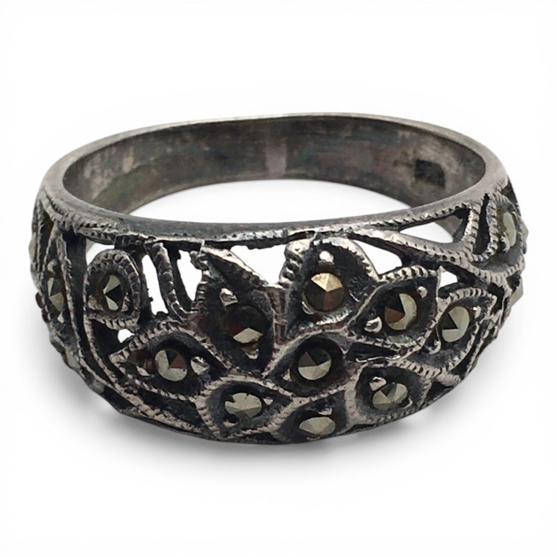 Sterling Silver And Marcasite Ring - 5