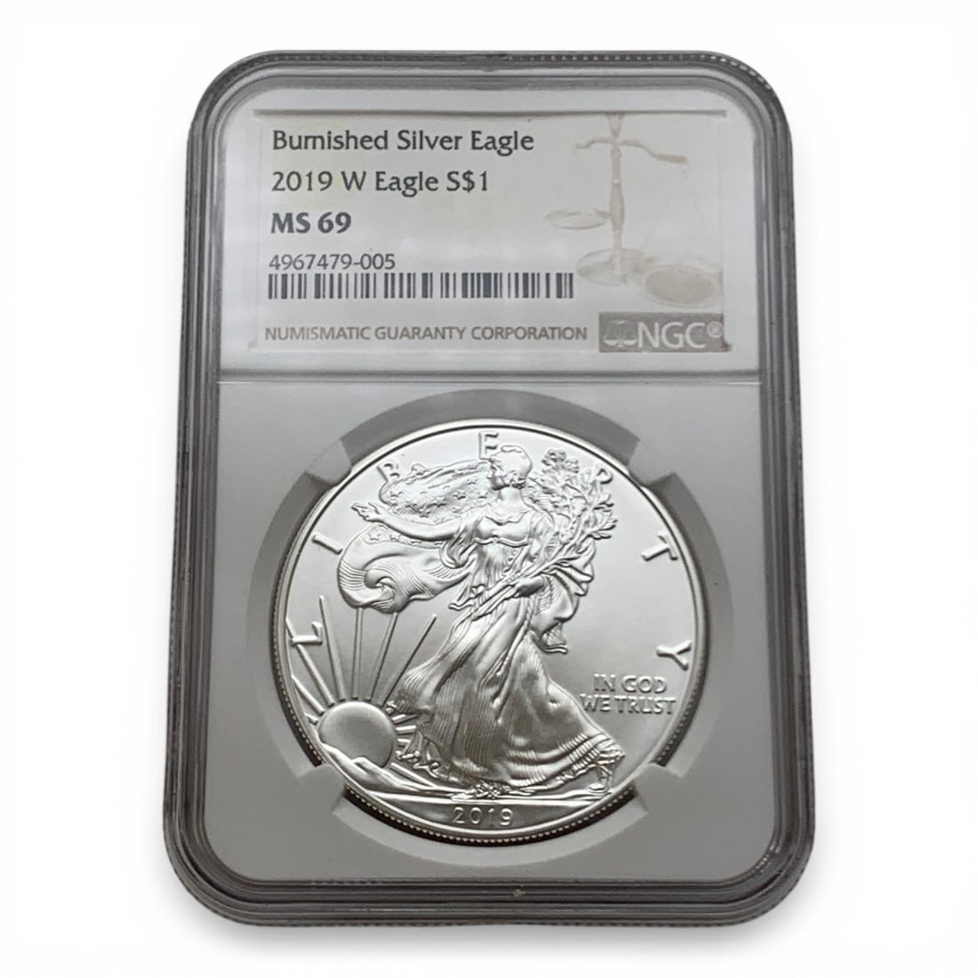 2019 W $1 American 1oz. Silver Eagle: Ms 69In Ngc Graded Case