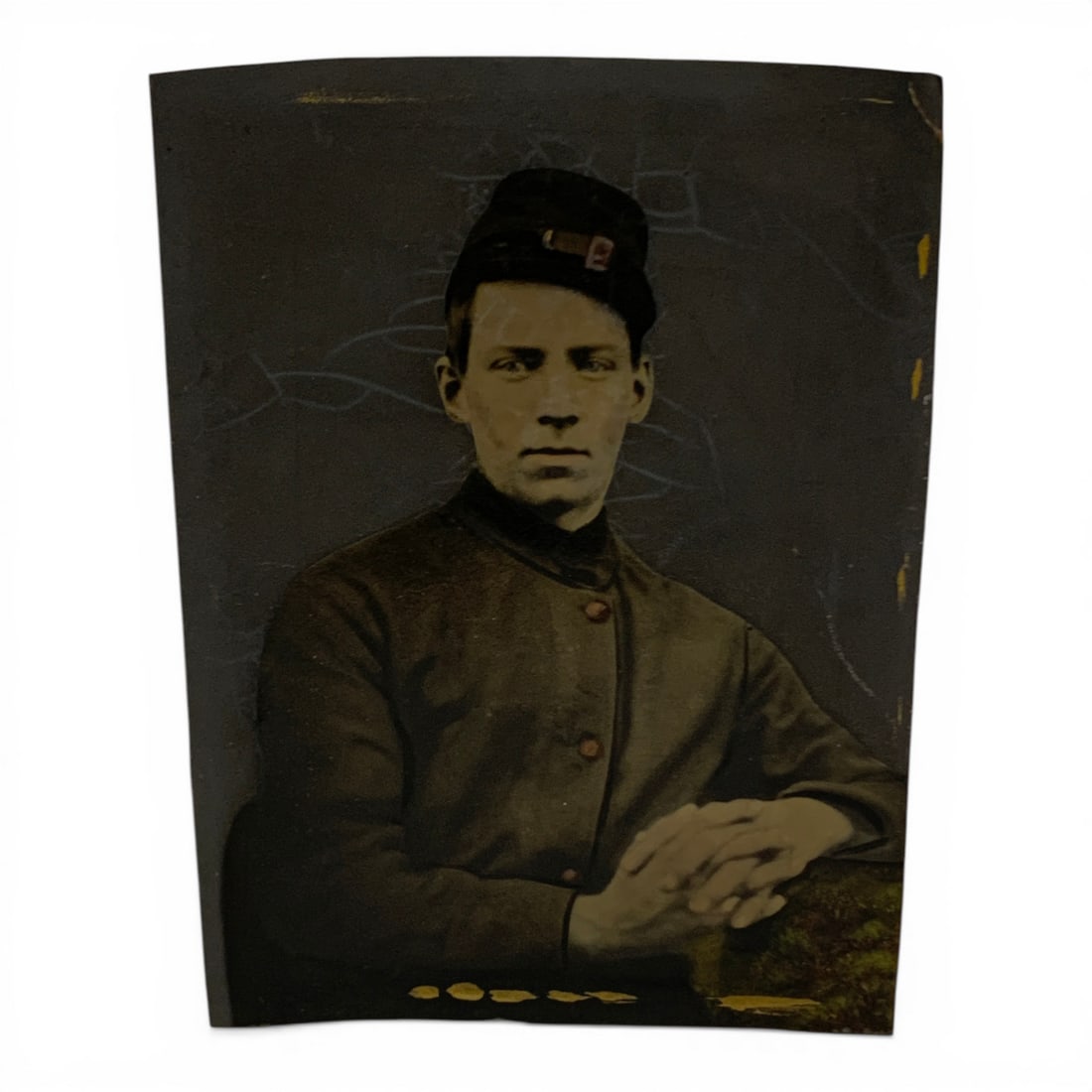 Vintage Tin Type Of Soldier: 8 1/8" X 6"