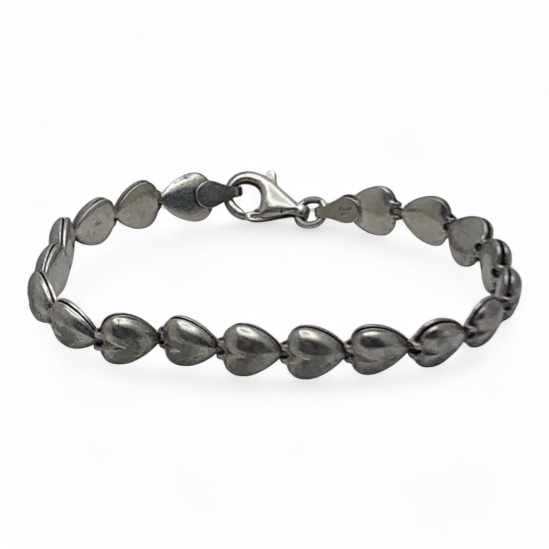 Sterling Silver Heart Bracelet: Marked 925 - 7 1/4" Long - 9.7 Grams
