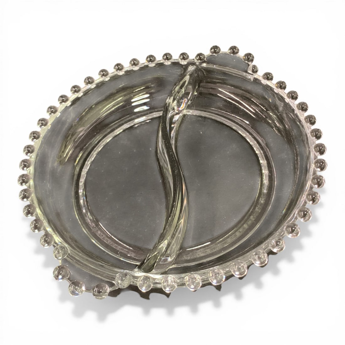 Candlewick Glass Divided Tray: 7.25" X 6.5".