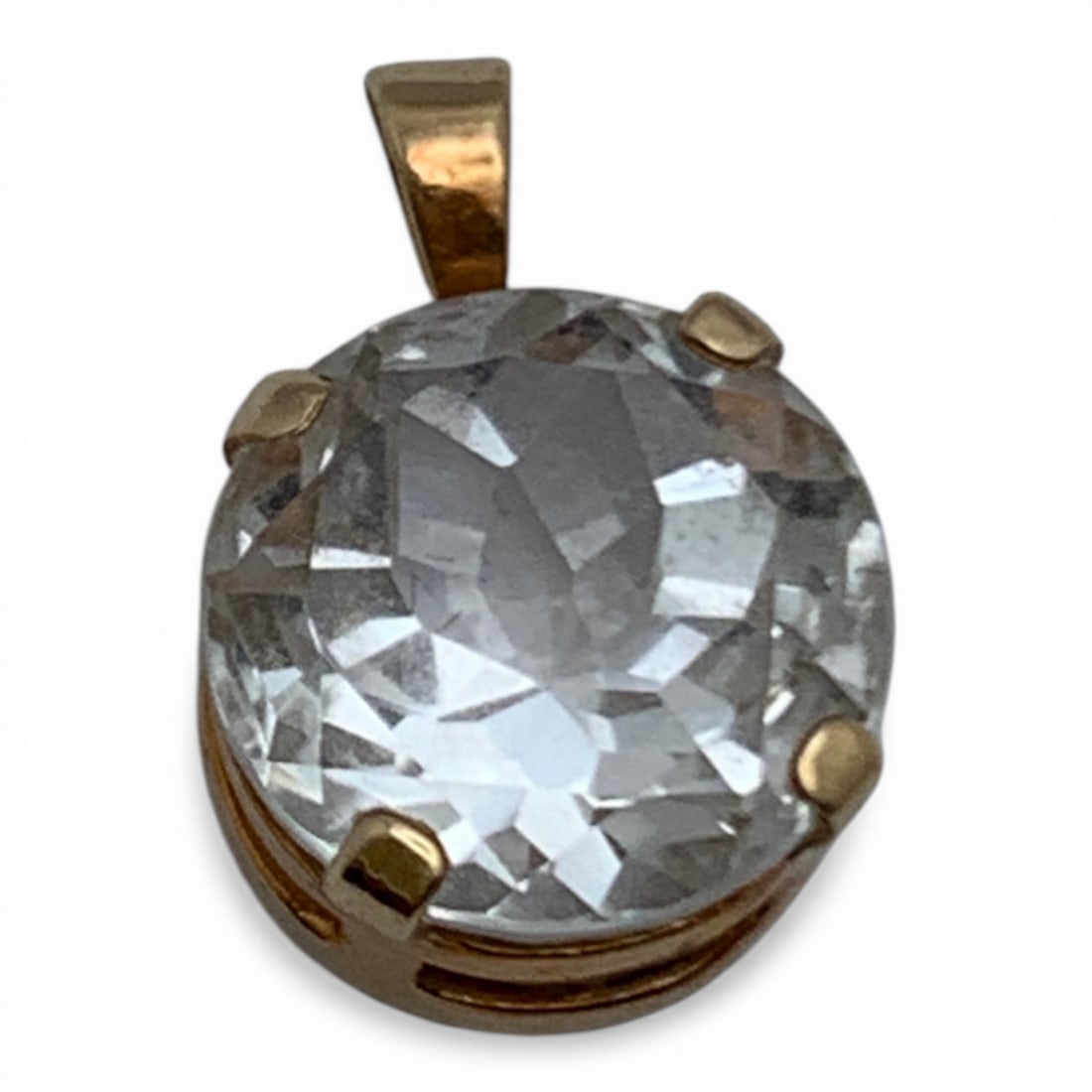 14k Yellow Gold & Clear Topaz Pendant: Tests 14k - 5/8" Long - 1.0 DwtGemstones Tested With Presidium Gem Tester Il - Berners Does Not Guarantee Authenticity Of Gemstones