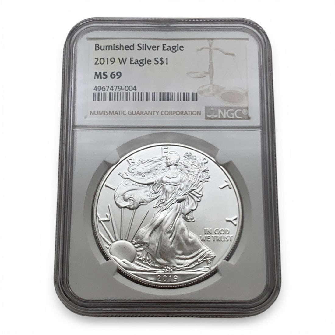 2019 $1 American 1oz. Silver Eagle: Ms 69 - 1oz. Fine Silver~one Dollar In Ngc Graded Case