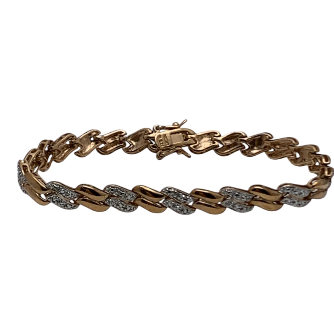 Sterling Silver Gold Tone Bracelet: Marked 925 - 7 3/4" Long - 11.4 Grams