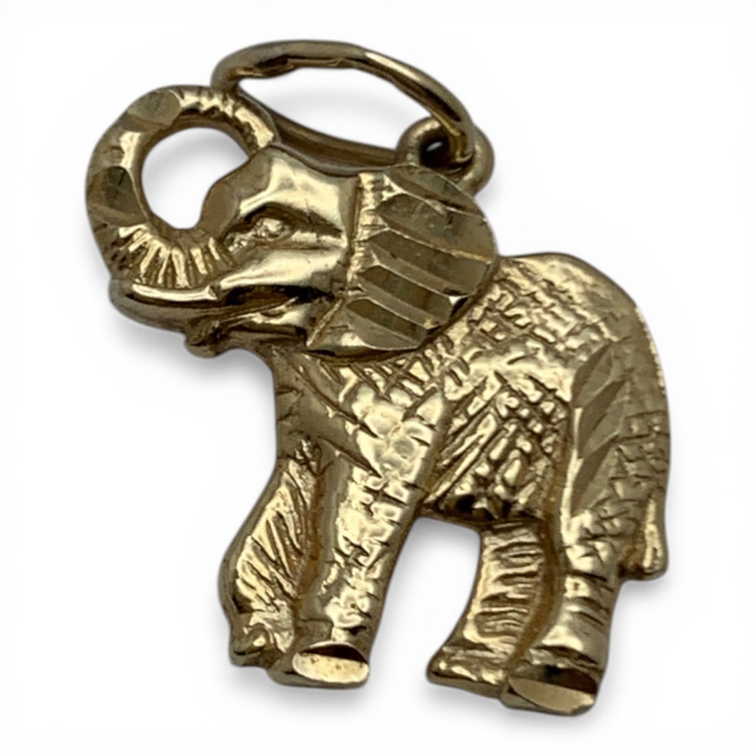 14k Yellow Gold Elephant Charm: Tests 14k - 7/8" Long - 1.2 DwtGemstones Tested With Presidium Gem Tester Il - Berners Does Not Guarantee Authenticity Of Gemstones