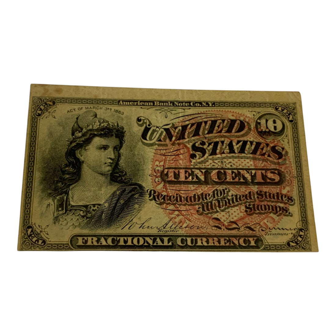 10 Cents Fractional Currency, 4th Issue: F # 1257See Photos