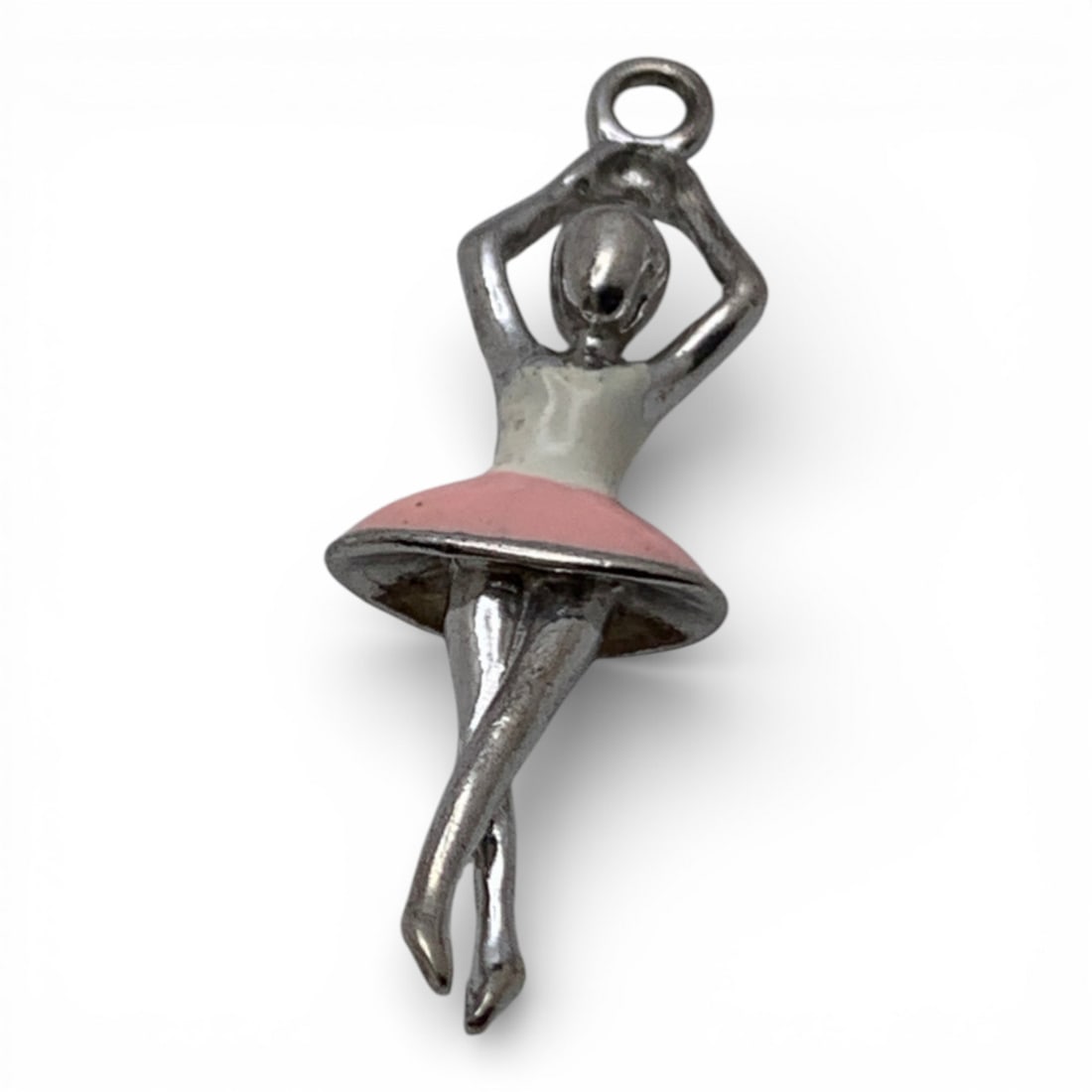 Silver Enameled Ballerina Charm - 3