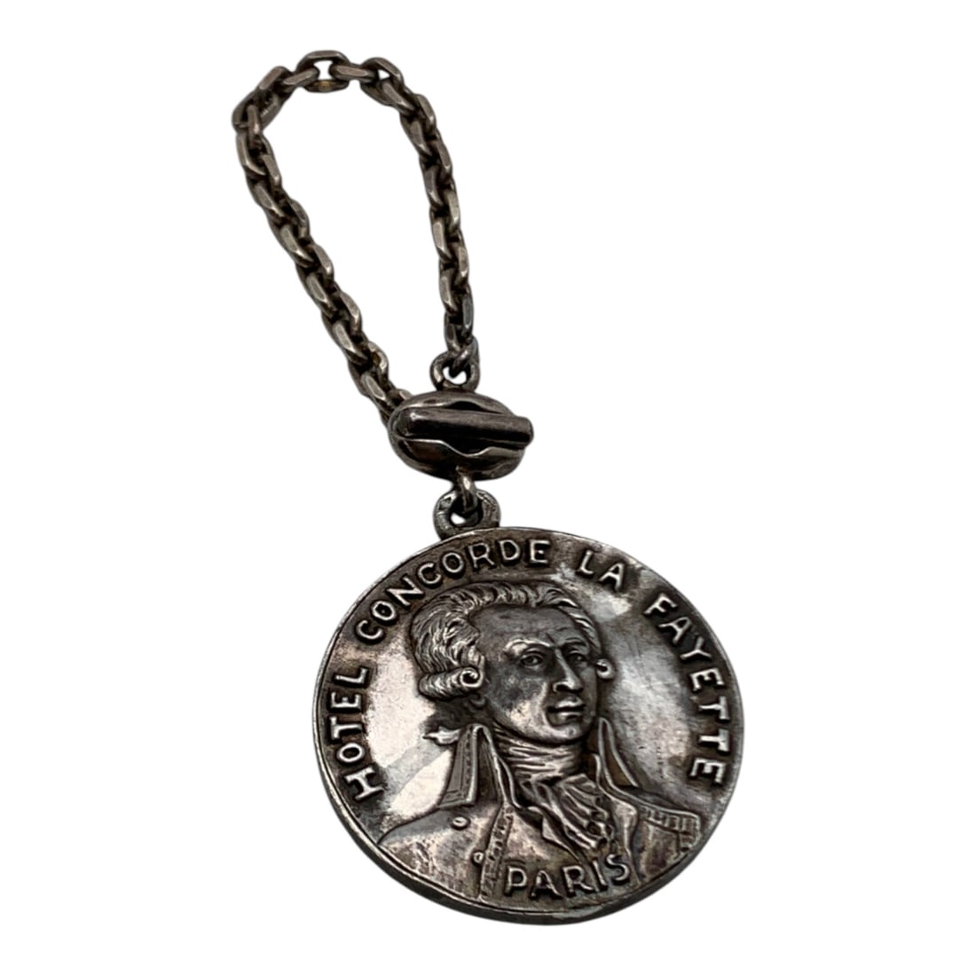 Silver French Key Fob: Tests Silver - 3 3/4" Long - 36.0 Grams