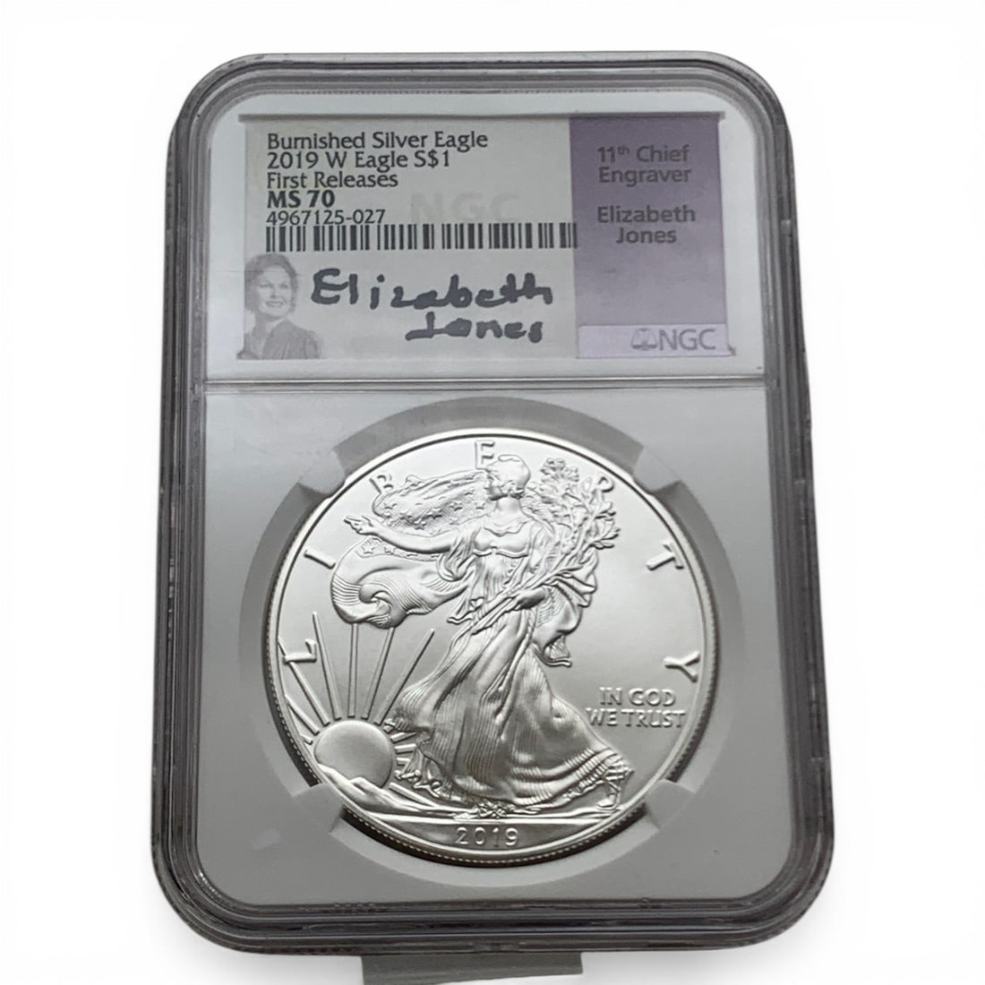 Ngc Graded 2019 W American 1oz. Silver Eagle: Ms 70 - 10z. Fine Silver~ One DollarIn Ngc Graded Case
