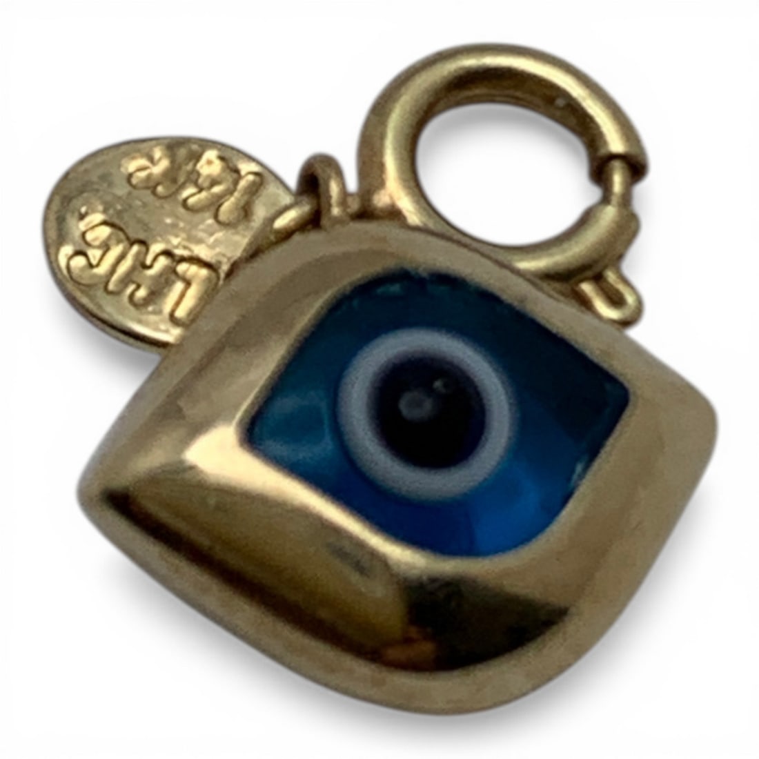 14k Yellow Gold Evil Eye Charm: Marked 14k - 5/8" Long - 0.6 DwtGemstones Tested With Presidium Gem Tester Il - Berners Does Not Guarantee Authenticity Of Gemstones