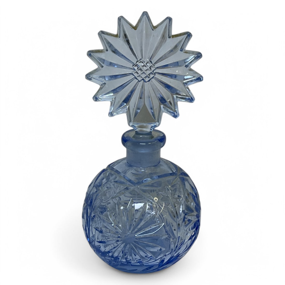 Blue Crystal Perfume Bottle: 5.25" Tall.