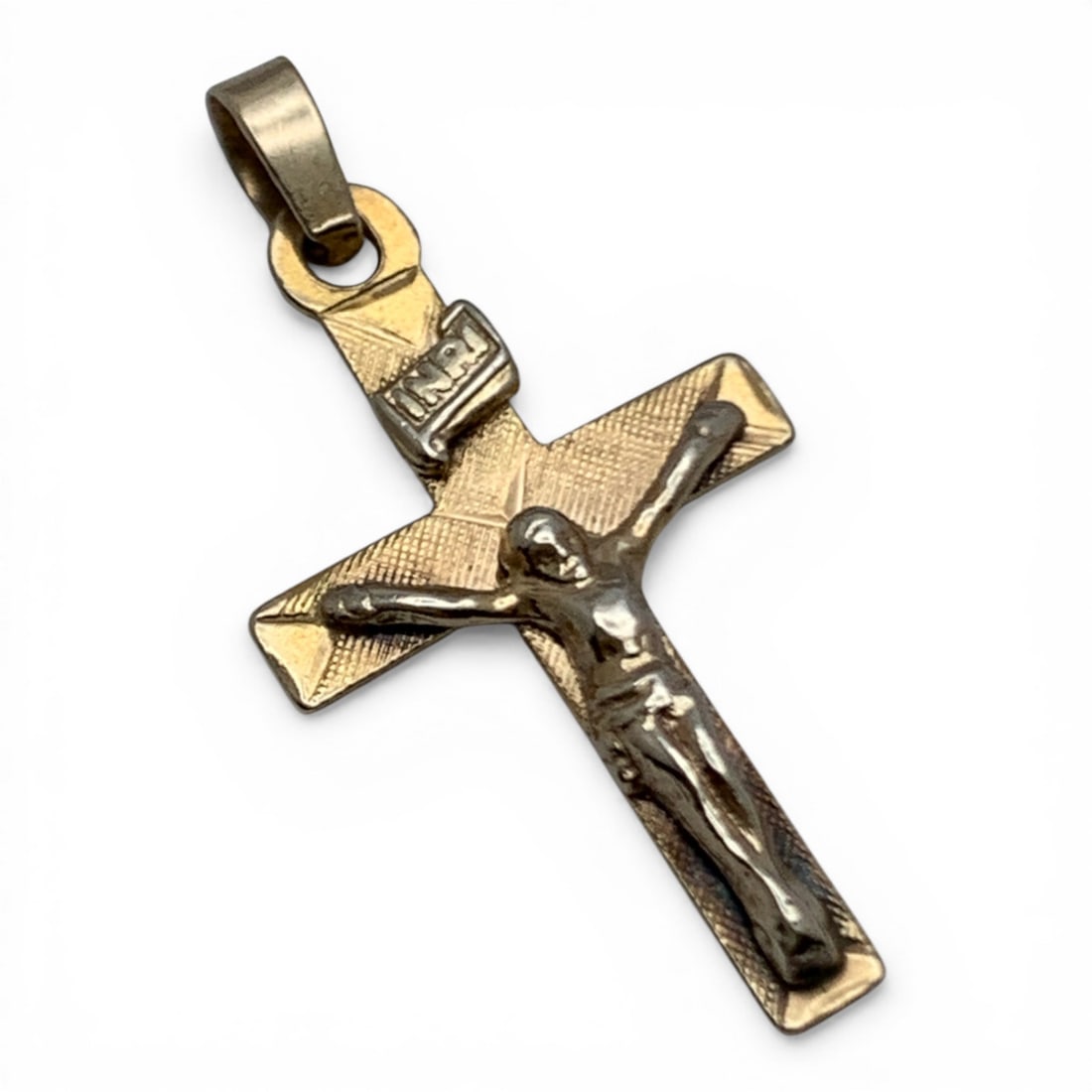 14k Yellow Gold Crucifix Pendant: Marked 585 - 1" Long - 0.5 DwtGemstones Tested With Presidium Gem Tester Il - Berners Does Not Guarantee Authenticity Of Gemstones