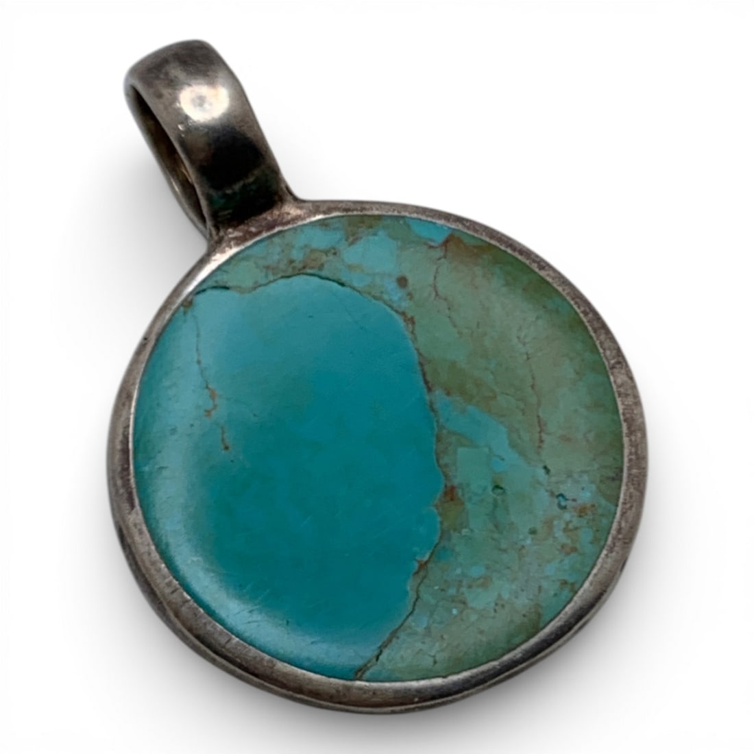 Silver Pendant With Blue Stone: Tests Silver - 1 5/8" Long - 8.2 Grams
