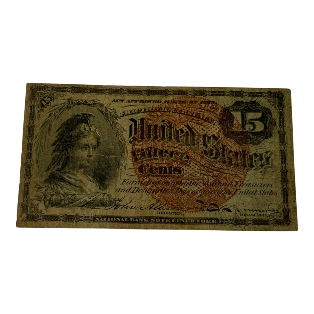 15 Cents Fractional Currency, 4th Issue: F # 1268See Photos