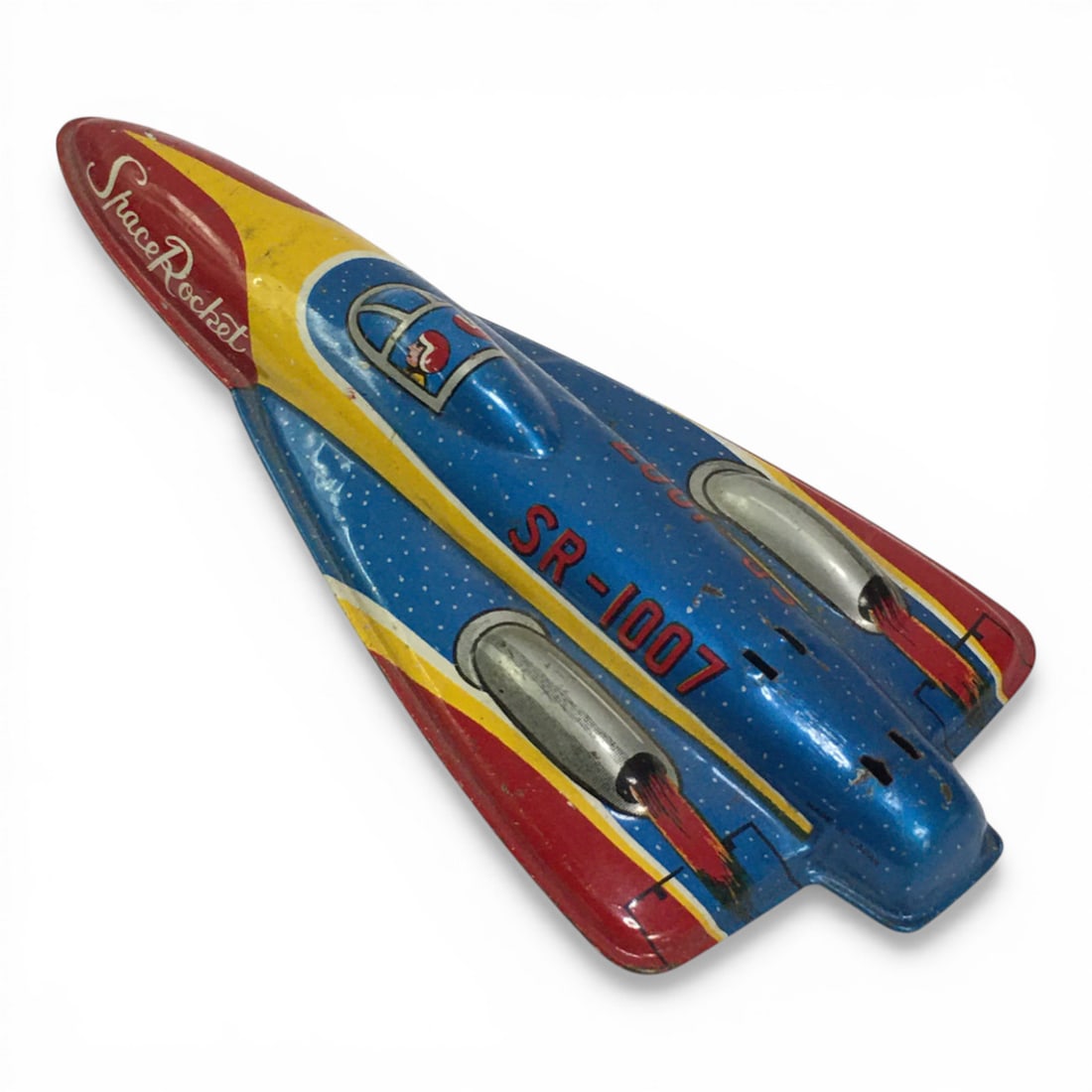 Space Rocket Tin Toy: 5.75" Long.