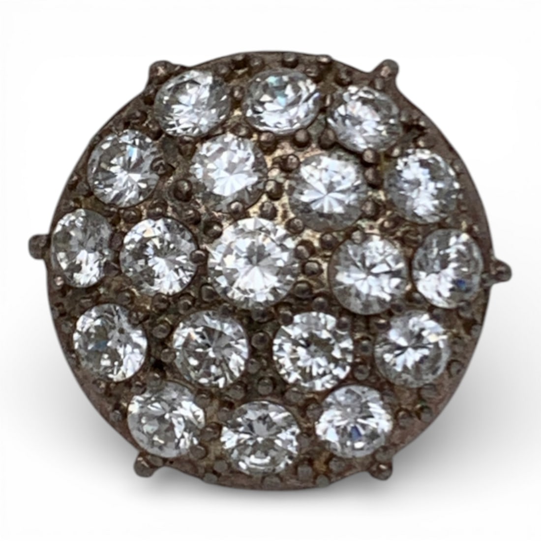 Sterling Silver Ring With Clear Stones: Marked 925 - Size 8 - 10.8 Grams