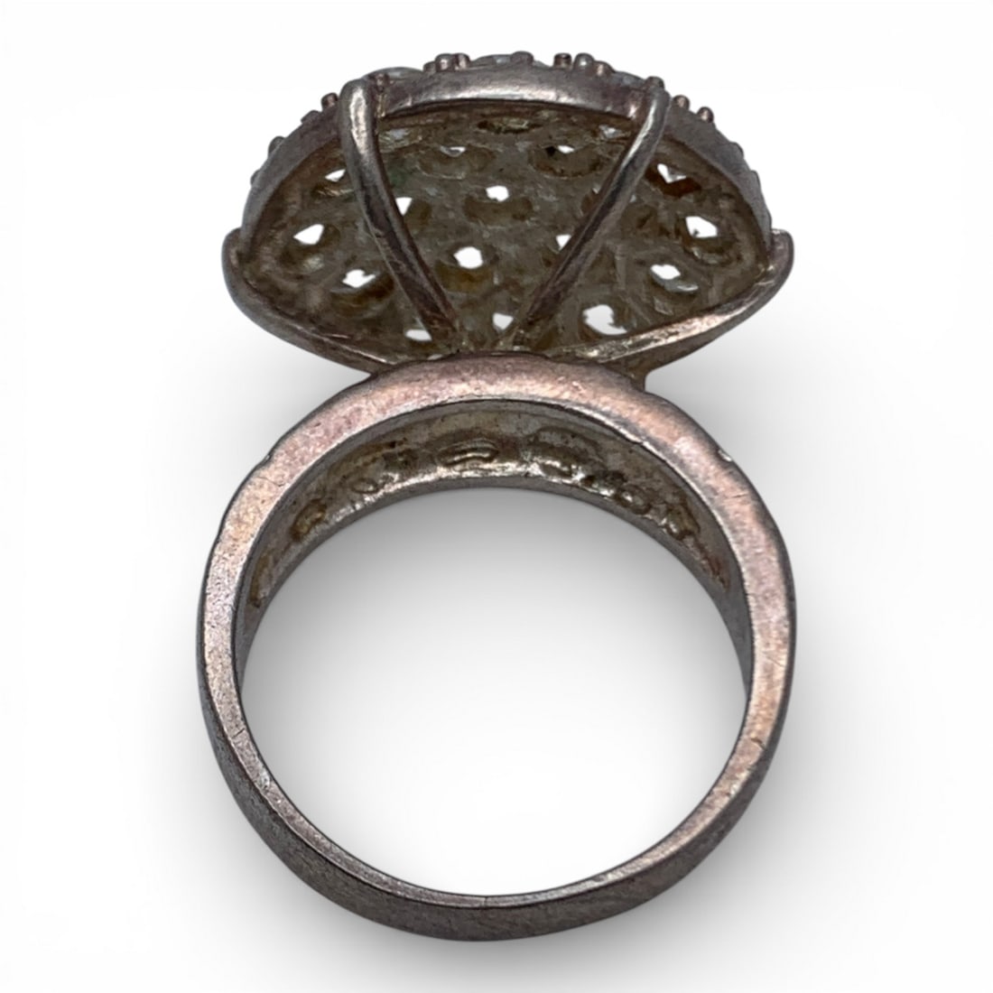 Sterling Silver Ring With Clear Stones - 5