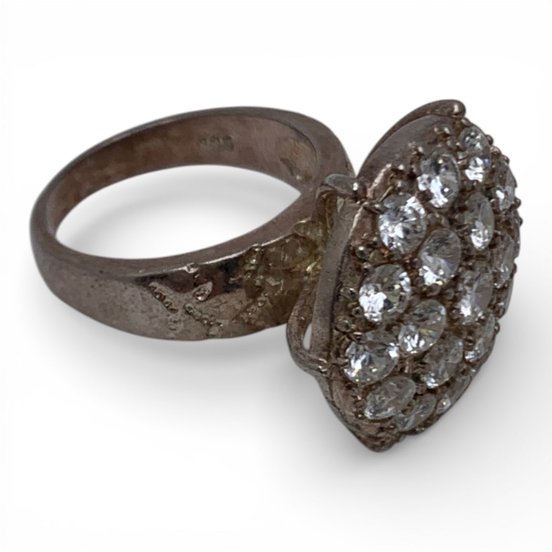 Sterling Silver Ring With Clear Stones - 7