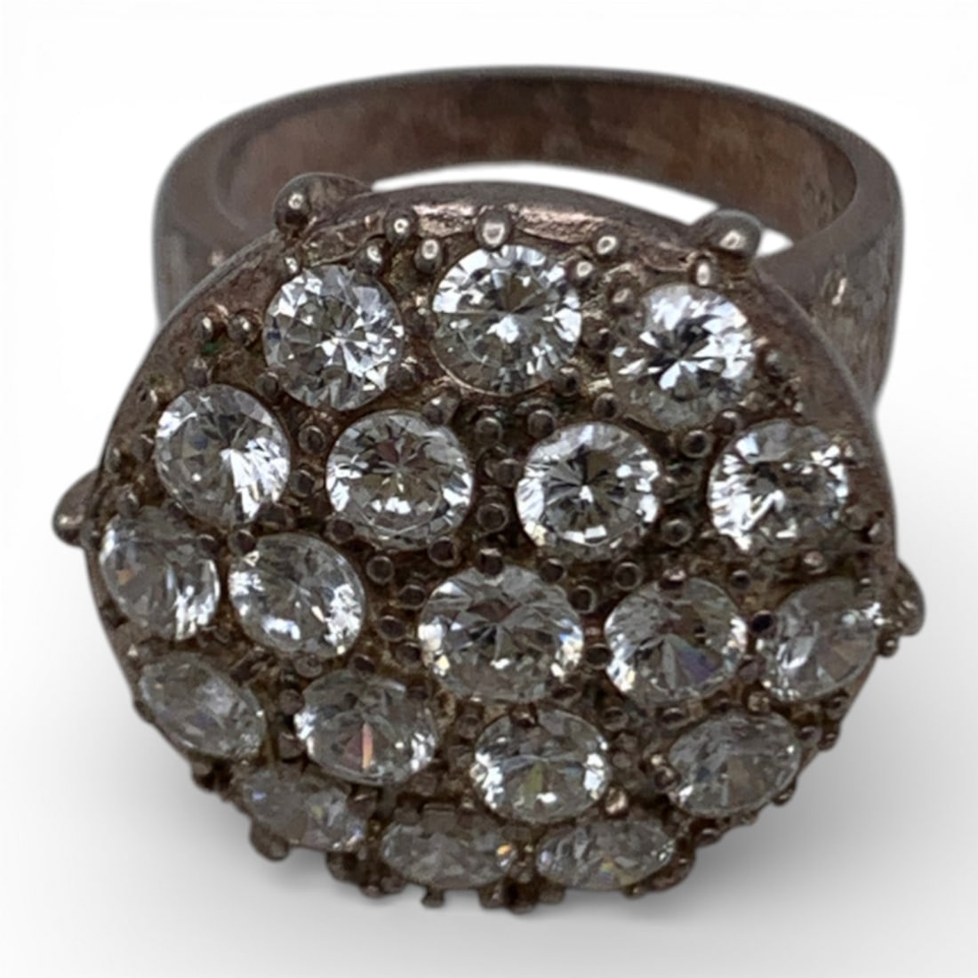 Sterling Silver Ring With Clear Stones - 8