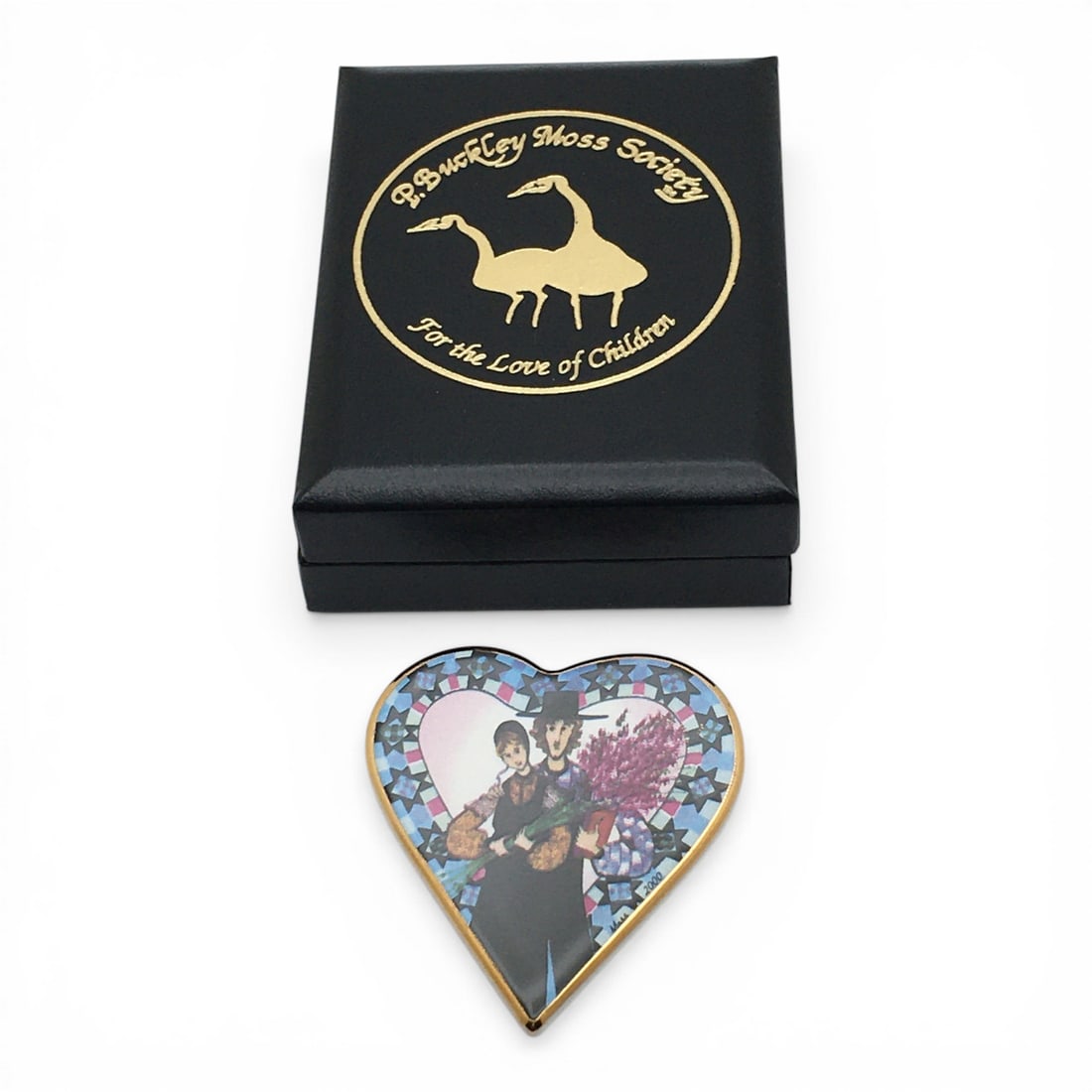 Story Of Love Heart Broach: 2.0" Long