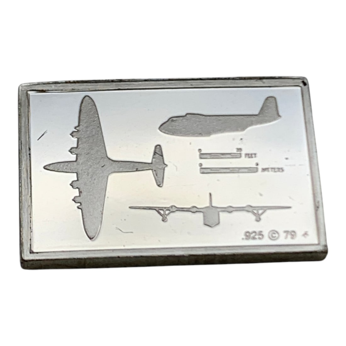 Sterling Silver Airplane Bar: Marked 925 - 5/8" Long - 2.0 Grams