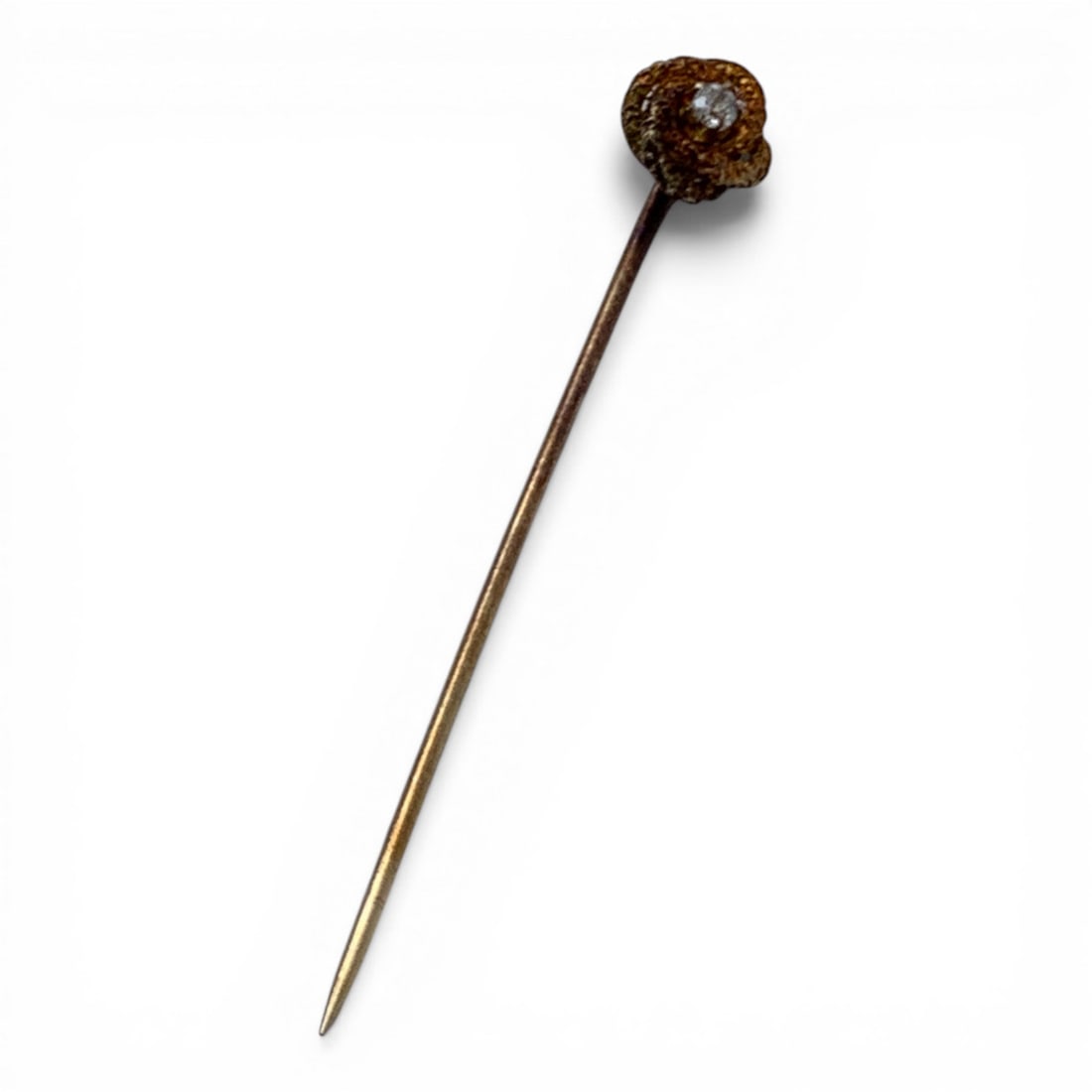 14k Yellow Gold & Diamond Pin: Tests 14k - 1 3/4" Long - 0.5 DwtGemstones Tested With Presidium Gem Tester Il - Berners Does Not Guarantee Authenticity Of Gemstones