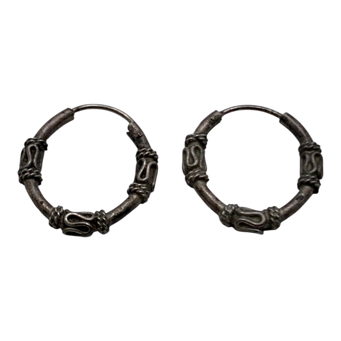 Silver Hoop Earrings: Tests Silver - 3/4" Long - 2.5 Grams