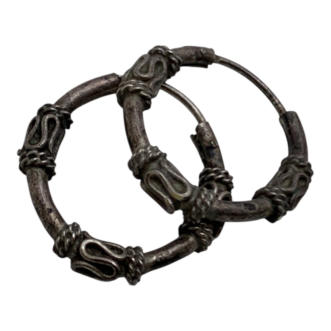 Silver Hoop Earrings - 3