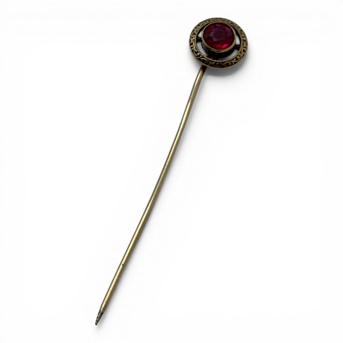 14k Yellow Gold & Ruby Pin: Marked 14k - 2 3/8" Long - 1.0 DwtGemstones Tested With Presidium Gem Tester Il - Berners Does Not Guarantee Authenticity Of Gemstones