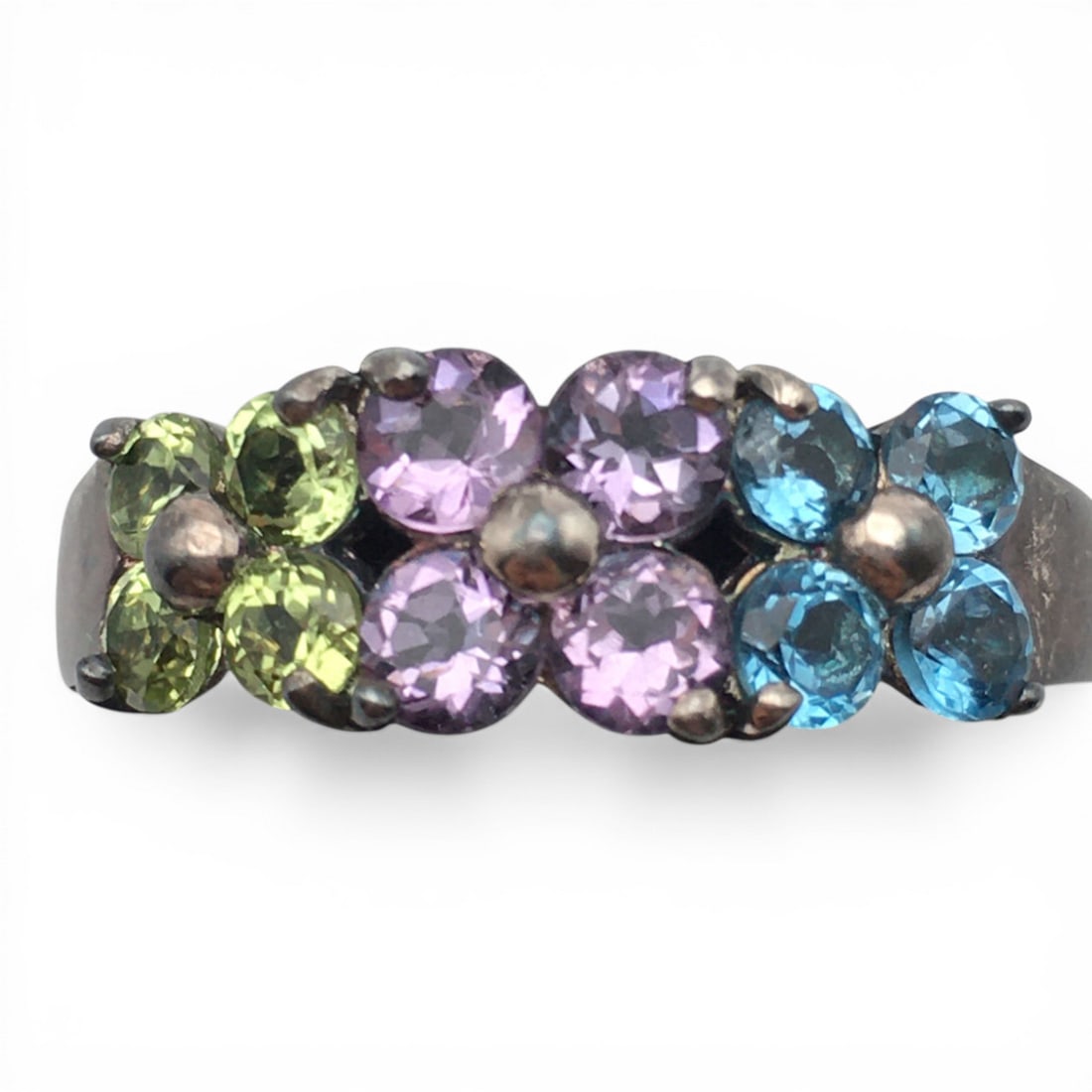 Sterling Silver Ring With Colored Stones - 2