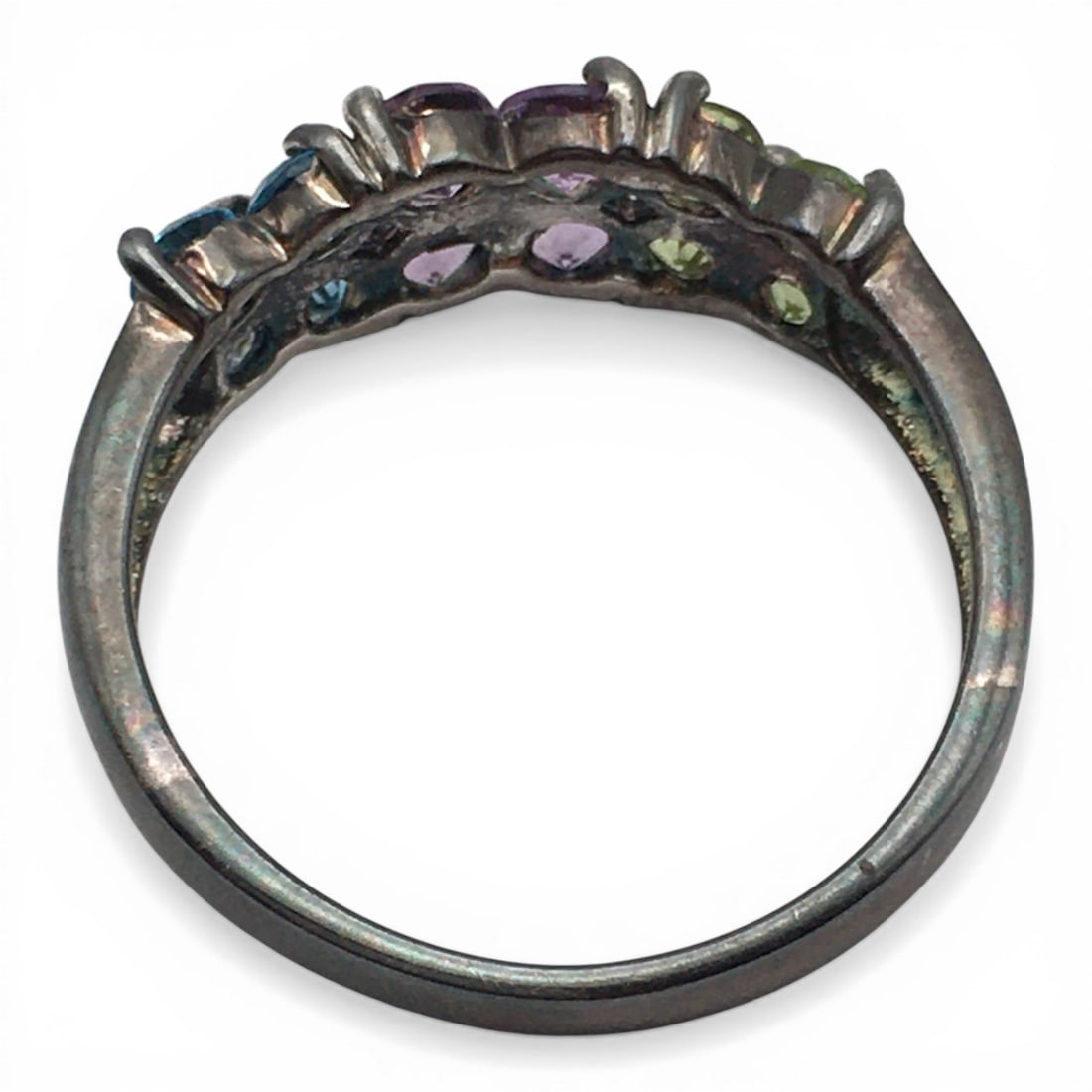Sterling Silver Ring With Colored Stones - 7