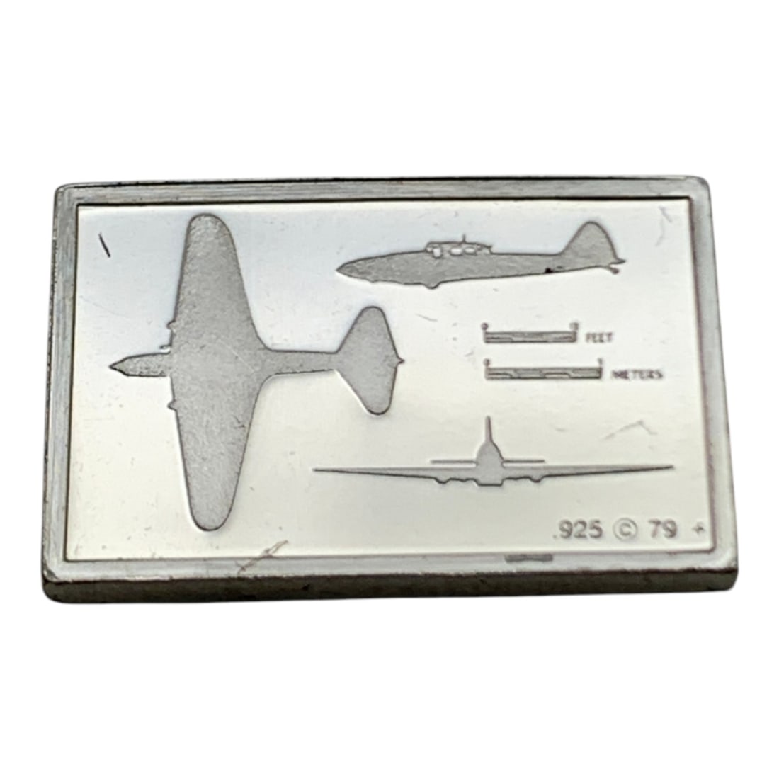 Sterling Silver Airplane Bar: Marked 925 - 5/8" Long - 2.1 Grams