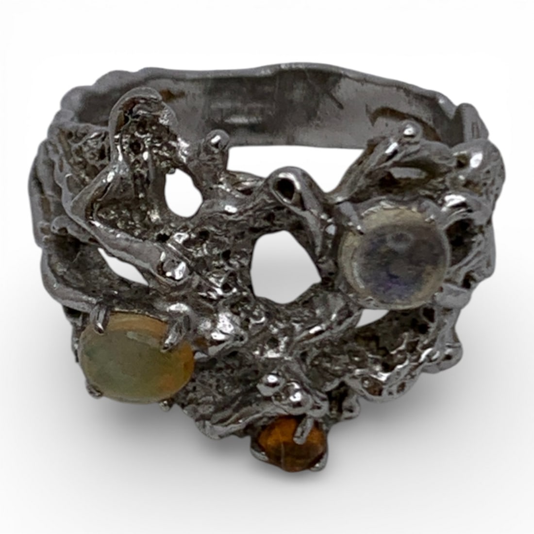 Sterling Silver Ring With Stones - 5