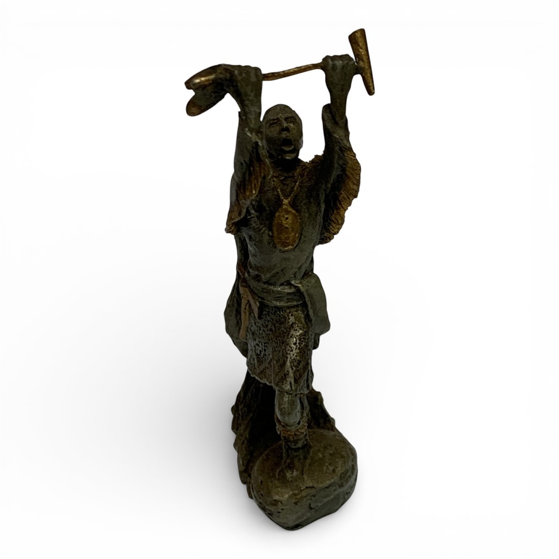 1992 Jim Ponter Fine Pewter Sculpture: Red Jacket Marked On Edge: Jim PonterMarked On Bottom: Crazy Horse By Jim Ponter, Fine Pewter, 19924" Tall