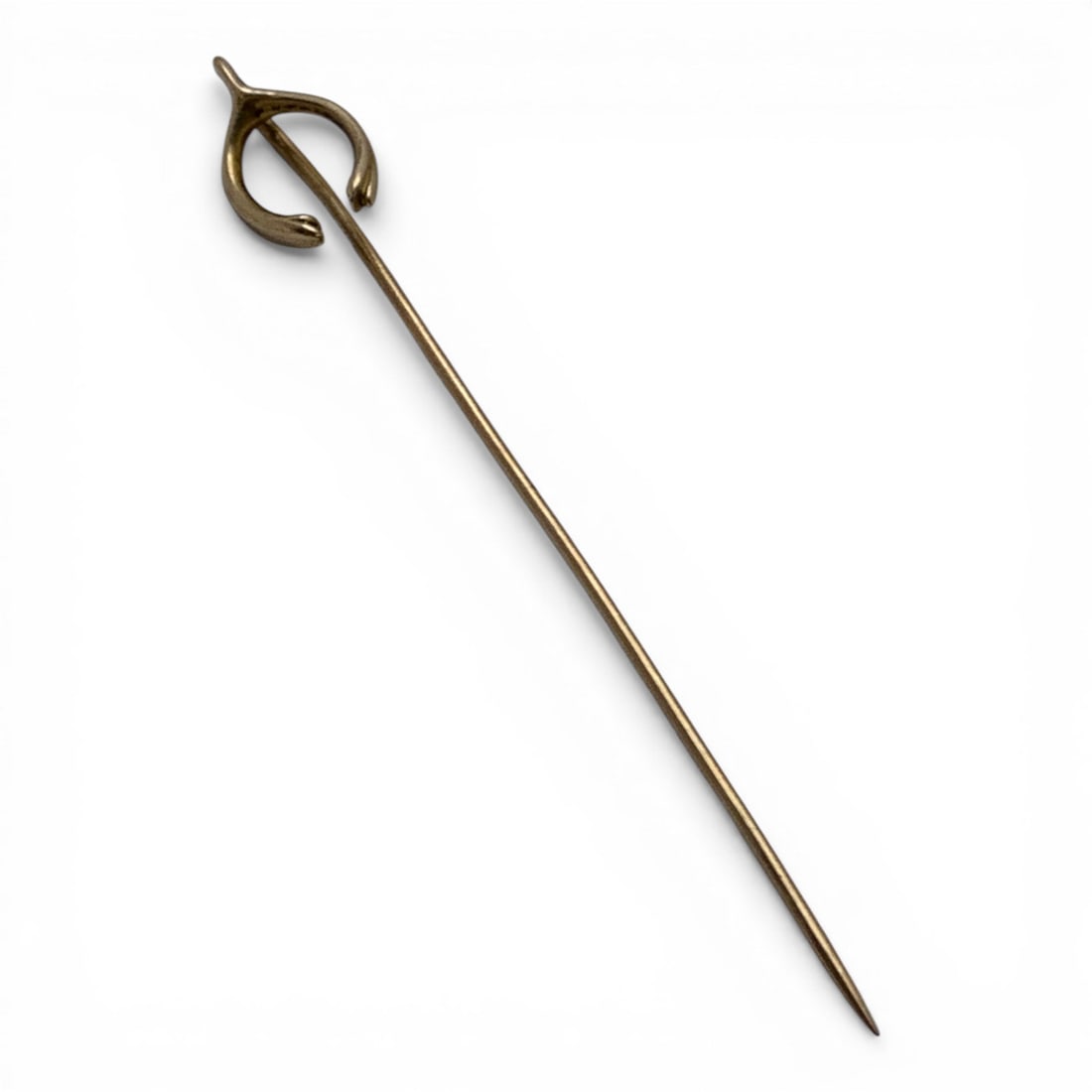 14k Yellow Gold & Wishbone Pin: Marked 14k - 2 3/8" Long - 0.6 DwtGemstones Tested With Presidium Gem Tester Il - Berners Does Not Guarantee Authenticity Of Gemstones