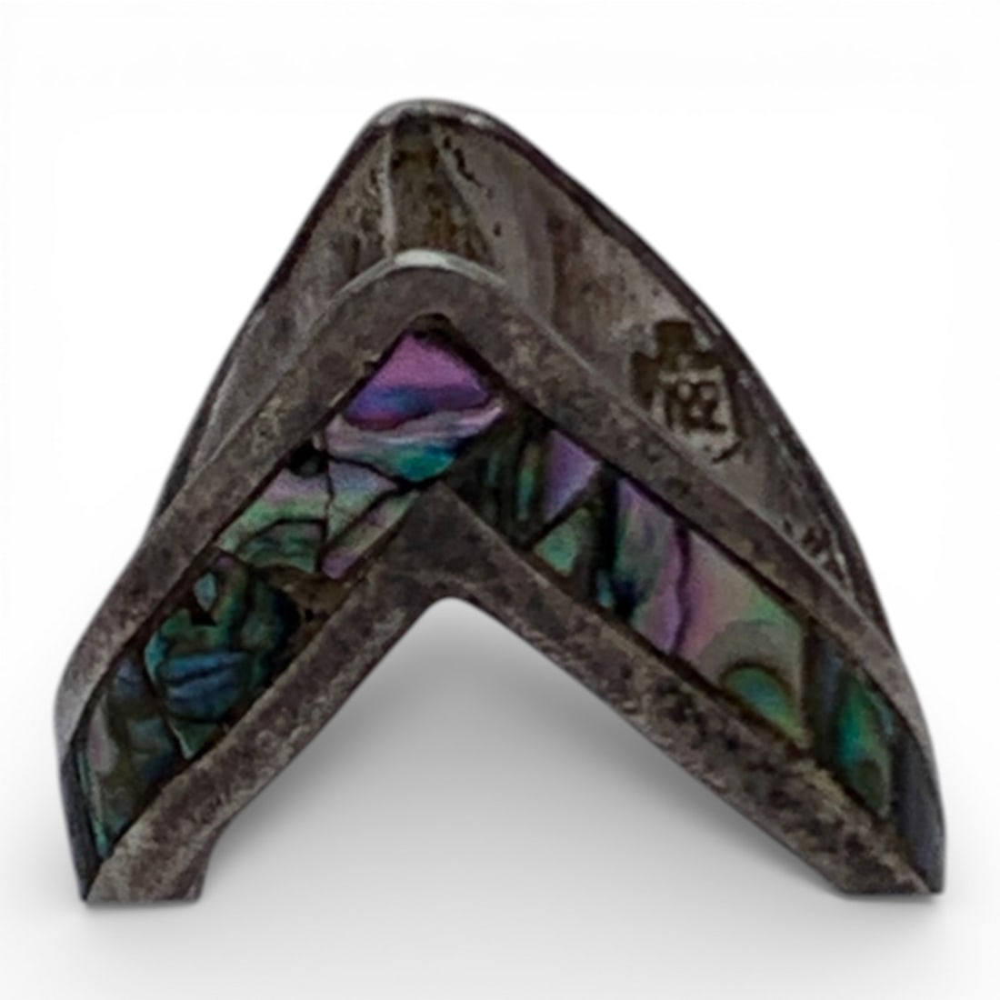 Sterling Silver & Abalone Ring: Marked Sterling - Size 5.75 - 3.3 Grams