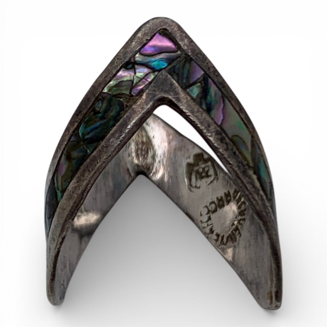 Sterling Silver & Abalone Ring - 5