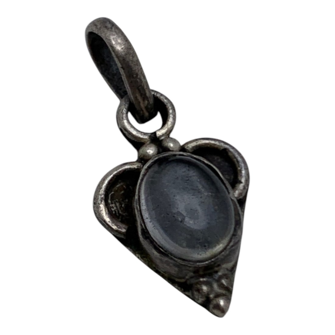 Silver Pendant With Clear Stone: Tests Silver - 1" Long - 1.7 Grams