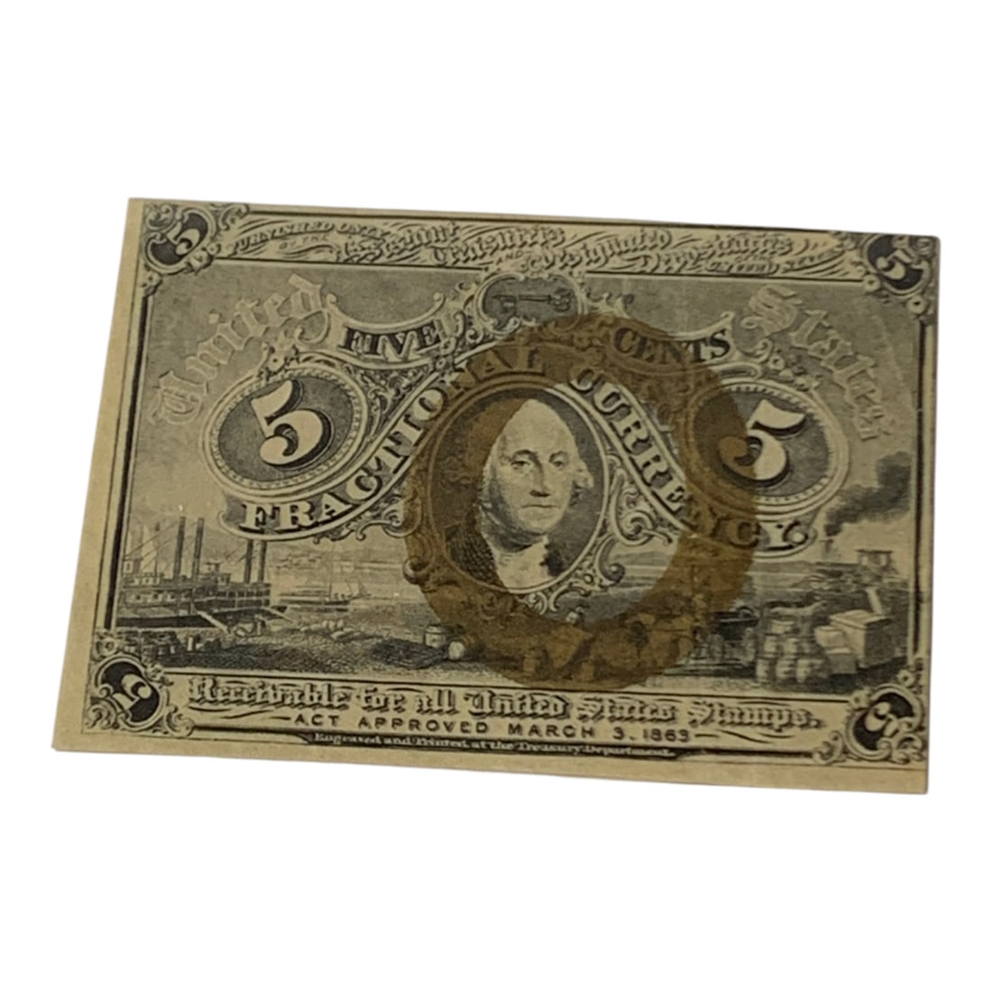 5 Cents Fractional Currency Note, 2nd Issue: F # 1232See Photos