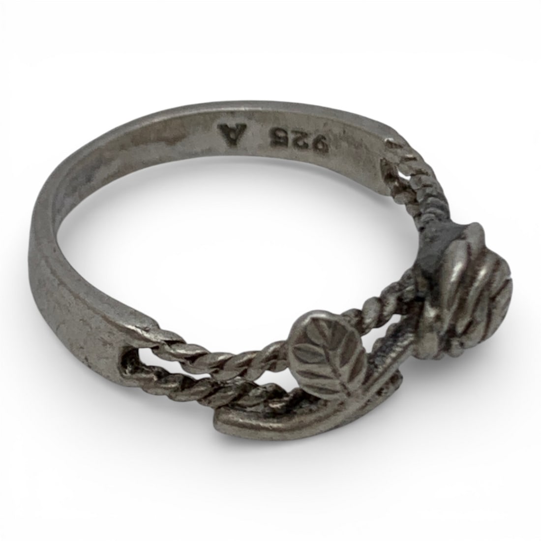 Sterling Silver Rose Design Ring - 4