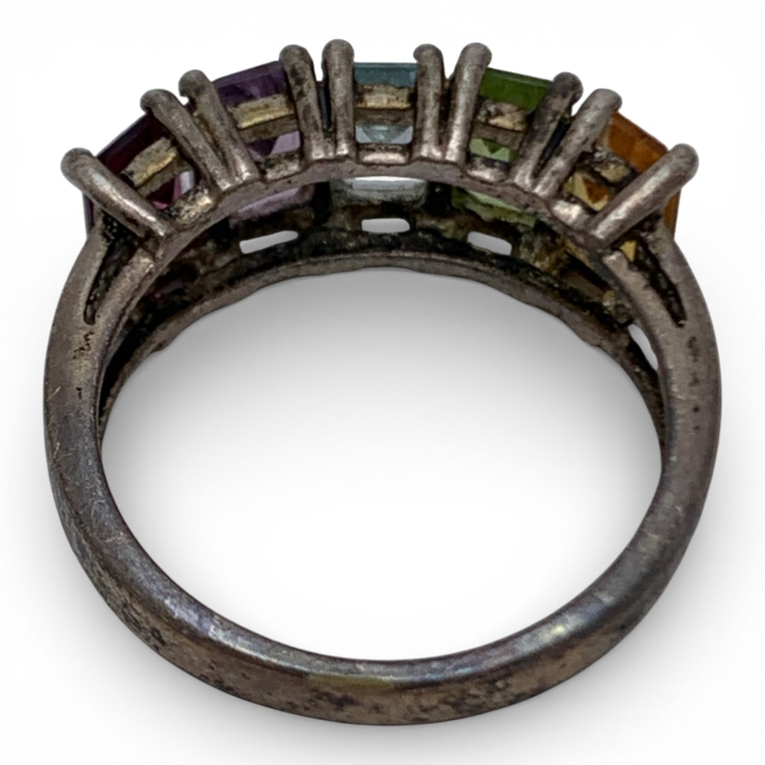 Sterling Silver Ring With Colored Stones - 2