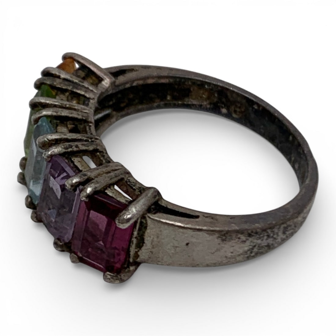 Sterling Silver Ring With Colored Stones - 4