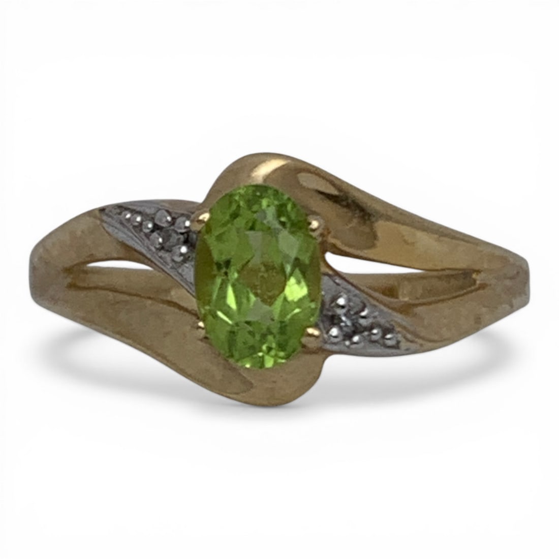 10k Yellow Gold & Green Citrine Ring: Marked 10k - Size 5.25 - 1.1 DwtGemstones Tested With Presidium Gem Tester Il - Berners Does Not Guarantee Authenticity Of Gemstones