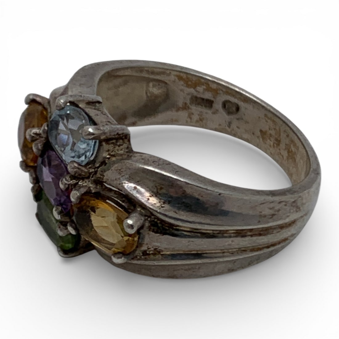 Sterling Silver Ring With Colored Stones - 3