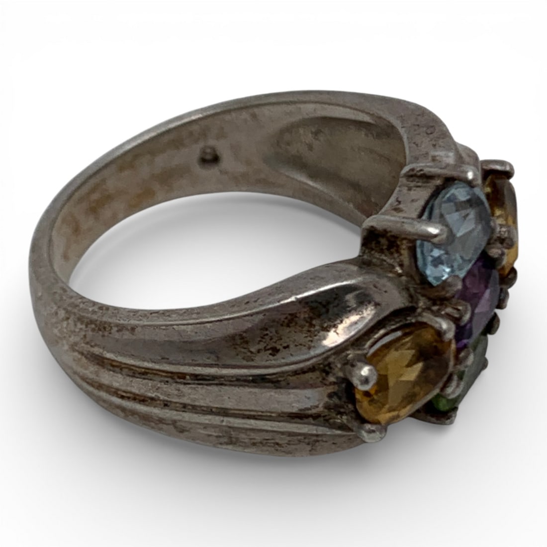 Sterling Silver Ring With Colored Stones - 4