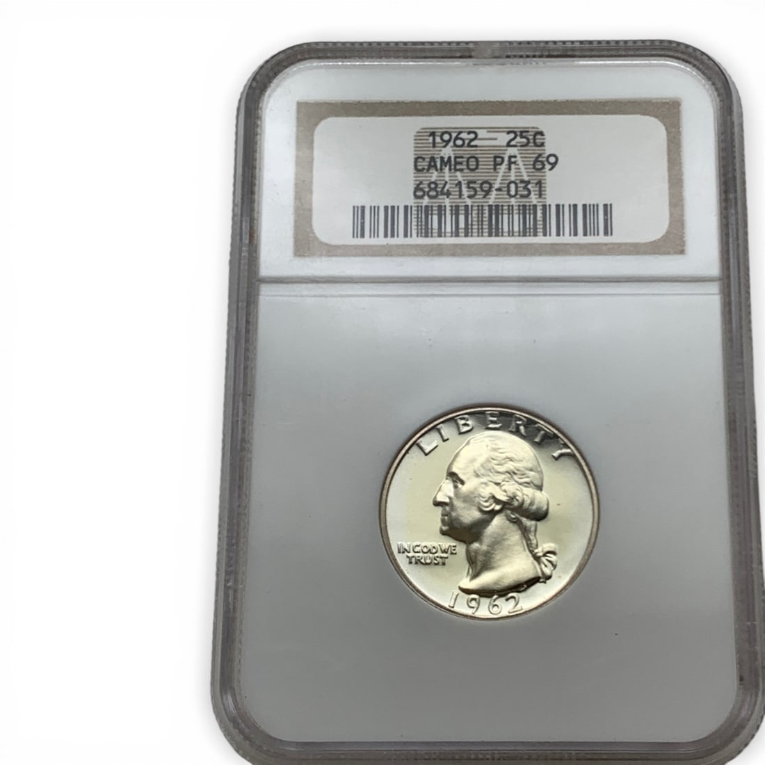Ana Graded 1962 Washington Silver Quarter: 90% Silver Content - Cameo Pf 69In Ana Graded Case