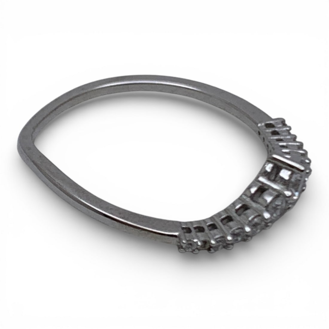 Sterling Silver Ring With Clear Stones - 4