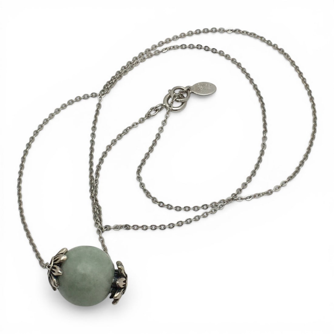 Sterling Silver Necklace & Pendant: Marked 925. 5.1 G. 18.0" Long