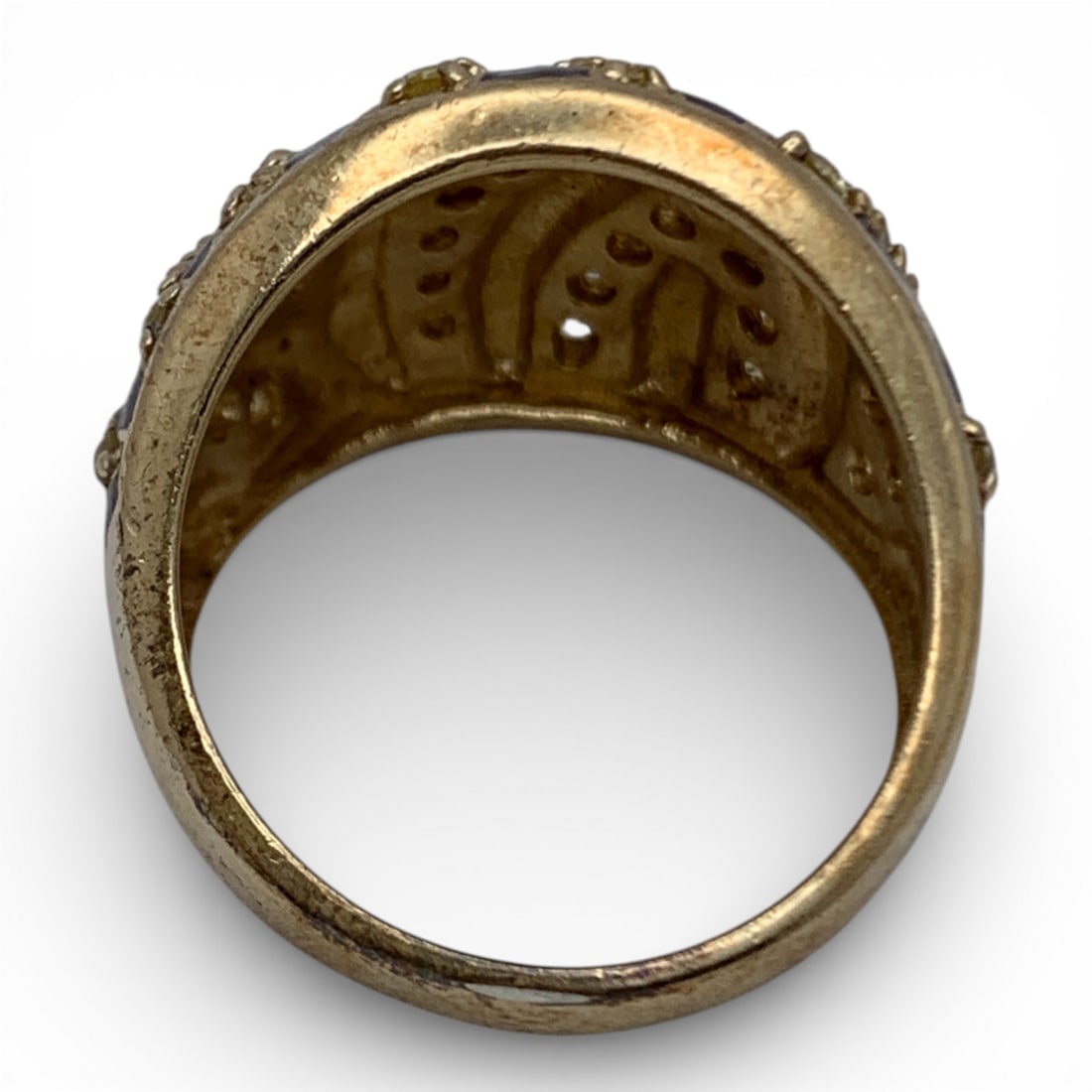 Sterling Gold Tone Enameled Ring - 2