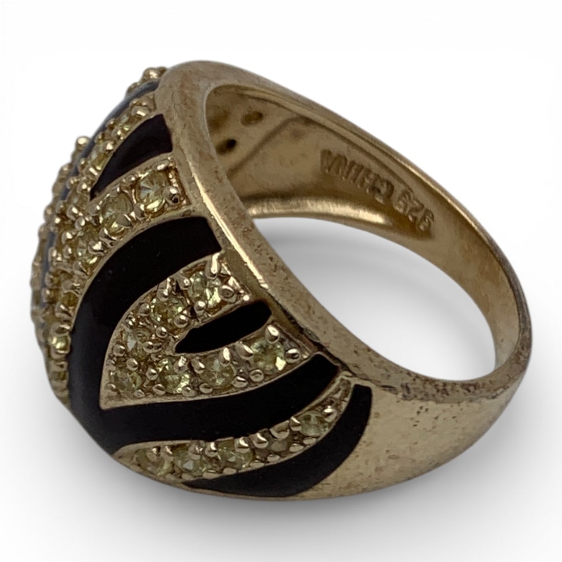 Sterling Gold Tone Enameled Ring - 3
